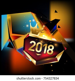 Vector New Year 2018 Poster and Calendar Cover. New Year Greeting Card and Background.
