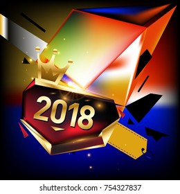 Vector New Year 2018 Poster and Calendar Cover. New Year Greeting Card and Background.