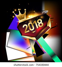 Vector New Year 2018 Poster and Calendar Cover. New Year Greeting Card and Background.