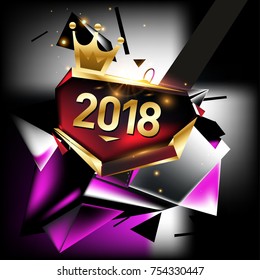 Vector New Year 2018 Poster and Calendar Cover. New Year Greeting Card and Background.