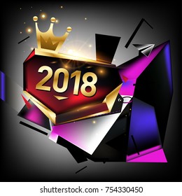 Vector New Year 2018 Poster and Calendar Cover. New Year Greeting Card and Background.