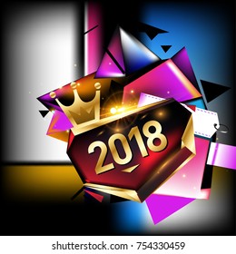 Vector New Year 2018 Poster and Calendar Cover. New Year Greeting Card and Background.