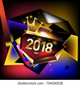 Vector New Year 2018 Poster and Calendar Cover. New Year Greeting Card and Background.