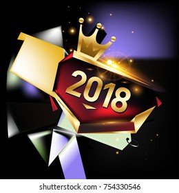 Vector New Year 2018 Poster and Calendar Cover. New Year Greeting Card and Background.