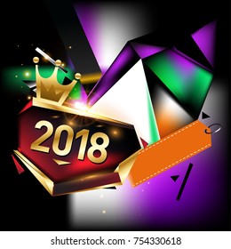 Vector New Year 2018 Poster and Calendar Cover. New Year Greeting Card and Background.