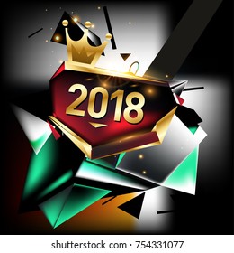 Vector New Year 2018 Poster and Calendar Cover. New Year Greeting Card and Background.