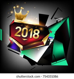 Vector New Year 2018 Poster and Calendar Cover. New Year Greeting Card and Background.