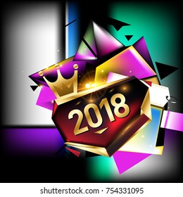 Vector New Year 2018 Poster and Calendar Cover. New Year Greeting Card and Background.