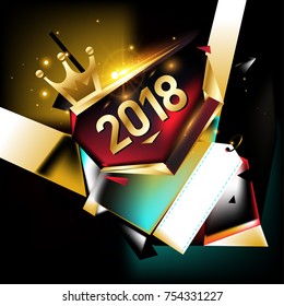 Vector New Year 2018 Poster and Calendar Cover. New Year Greeting Card and Background.