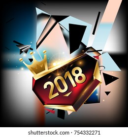 Vector New Year 2018 Poster and Calendar Cover. New Year Greeting Card and Background.
