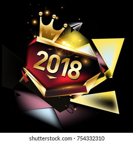 Vector New Year 2018 Poster and Calendar Cover. New Year Greeting Card and Background.