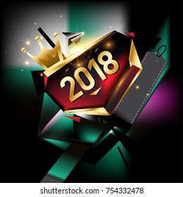 Vector New Year 2018 Poster and Calendar Cover. New Year Greeting Card and Background.