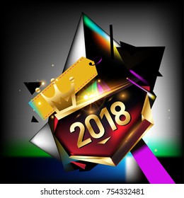 Vector New Year 2018 Poster and Calendar Cover. New Year Greeting Card and Background.