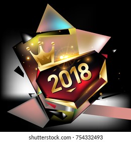 Vector New Year 2018 Poster and Calendar Cover. New Year Greeting Card and Background.