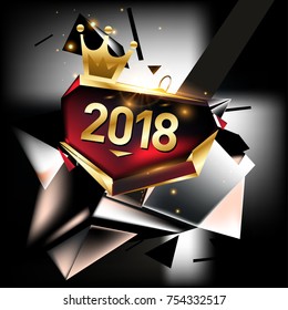 Vector New Year 2018 Poster and Calendar Cover. New Year Greeting Card and Background.