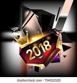 Vector New Year 2018 Poster and Calendar Cover. New Year Greeting Card and Background.