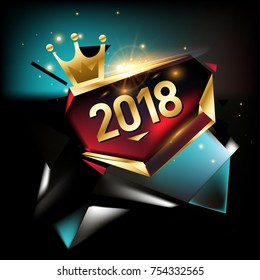 Vector New Year 2018 Poster and Calendar Cover. New Year Greeting Card and Background.