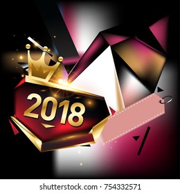 Vector New Year 2018 Poster and Calendar Cover. New Year Greeting Card and Background.