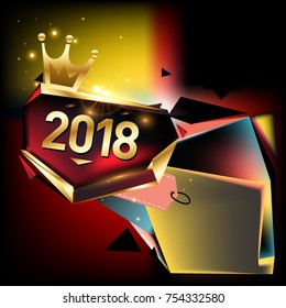 Vector New Year 2018 Poster and Calendar Cover. New Year Greeting Card and Background.