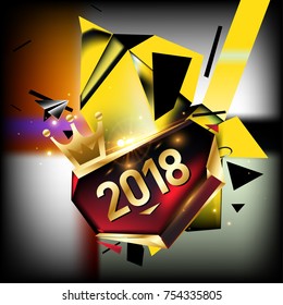 Vector New Year 2018 Poster and Calendar Cover. New Year Greeting Card and Background.