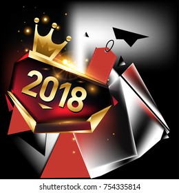 Vector New Year 2018 Poster and Calendar Cover. New Year Greeting Card and Background.