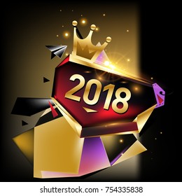 Vector New Year 2018 Poster and Calendar Cover. New Year Greeting Card and Background.
