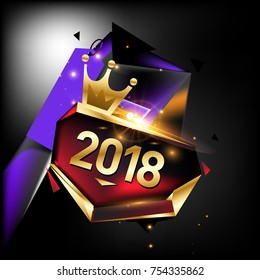 Vector New Year 2018 Poster and Calendar Cover. New Year Greeting Card and Background.