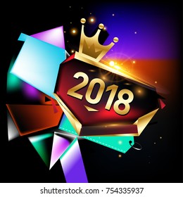 Vector New Year 2018 Poster and Calendar Cover. New Year Greeting Card and Background.