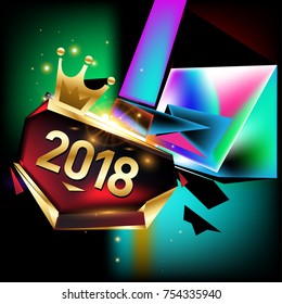 Vector New Year 2018 Poster and Calendar Cover. New Year Greeting Card and Background.