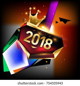 Vector New Year 2018 Poster and Calendar Cover. New Year Greeting Card and Background.