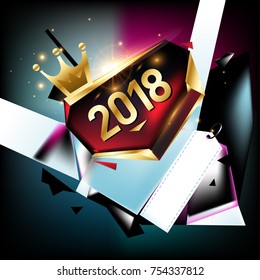 
Vector New Year 2018 Poster and Calendar Cover. New Year Greeting Card and Background.
