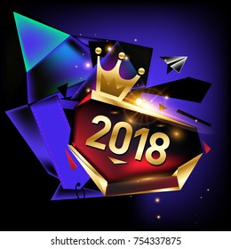 
Vector New Year 2018 Poster and Calendar Cover. New Year Greeting Card and Background.
