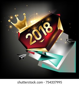 
Vector New Year 2018 Poster and Calendar Cover. New Year Greeting Card and Background.
