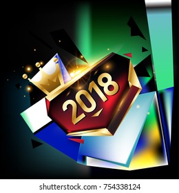 
Vector New Year 2018 Poster and Calendar Cover. New Year Greeting Card and Background.
