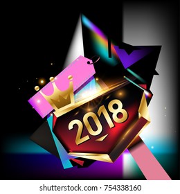 
Vector New Year 2018 Poster and Calendar Cover. New Year Greeting Card and Background.
