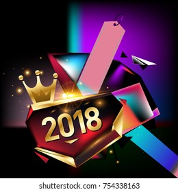 
Vector New Year 2018 Poster and Calendar Cover. New Year Greeting Card and Background.
