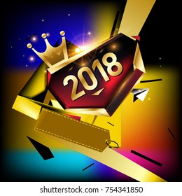 
Vector New Year 2018 Poster and Calendar Cover. New Year Greeting Card and Background.
