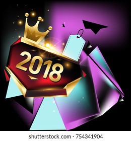 
Vector New Year 2018 Poster and Calendar Cover. New Year Greeting Card and Background.
