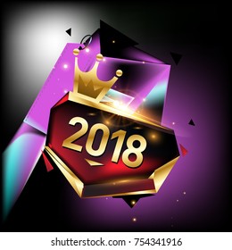 
Vector New Year 2018 Poster and Calendar Cover. New Year Greeting Card and Background.
