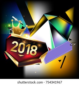 
Vector New Year 2018 Poster and Calendar Cover. New Year Greeting Card and Background.
