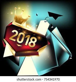 
Vector New Year 2018 Poster and Calendar Cover. New Year Greeting Card and Background.
