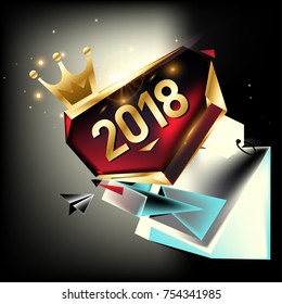 
Vector New Year 2018 Poster and Calendar Cover. New Year Greeting Card and Background.
