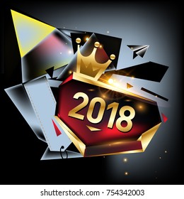 
Vector New Year 2018 Poster and Calendar Cover. New Year Greeting Card and Background.
