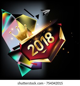 
Vector New Year 2018 Poster and Calendar Cover. New Year Greeting Card and Background.
