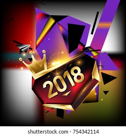 
Vector New Year 2018 Poster and Calendar Cover. New Year Greeting Card and Background.
