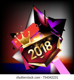 
Vector New Year 2018 Poster and Calendar Cover. New Year Greeting Card and Background.
