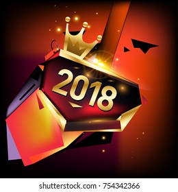
Vector New Year 2018 Poster and Calendar Cover. New Year Greeting Card and Background.
