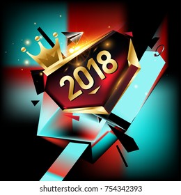 
Vector New Year 2018 Poster and Calendar Cover. New Year Greeting Card and Background.
