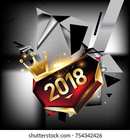 
Vector New Year 2018 Poster and Calendar Cover. New Year Greeting Card and Background.
