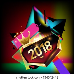 
Vector New Year 2018 Poster and Calendar Cover. New Year Greeting Card and Background.
